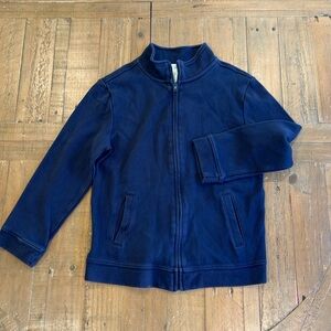 Janie and Jack navy fine ribbed zip front sweatshirt